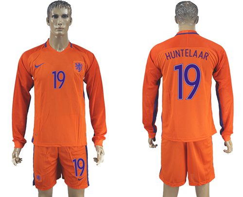 Holland #19 Huntelaar Home Long Sleeves Soccer Country Jersey